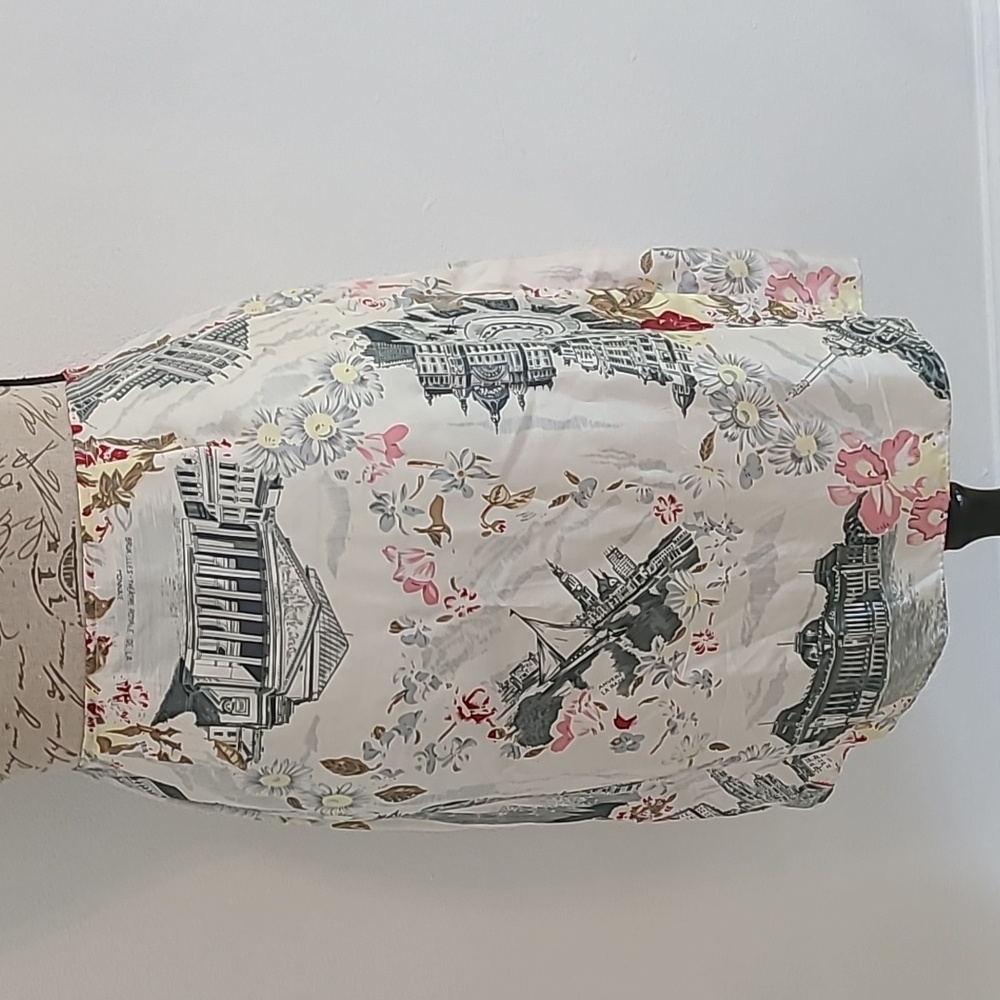 Anthropologie Elevenses Floral European Silk Wrap Skirt Bow Tie - Picture 2 of 4